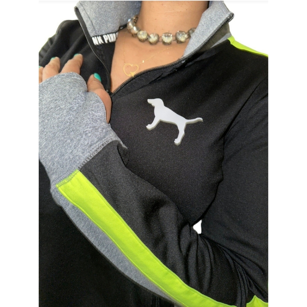 PINK | Black Neon Half Zip Shirt - Picture 2 of 5